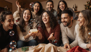 white elephant party attendees laugh over BumZap